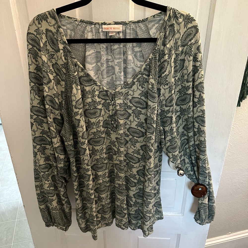 Knox Rose Green Floral Women's Top